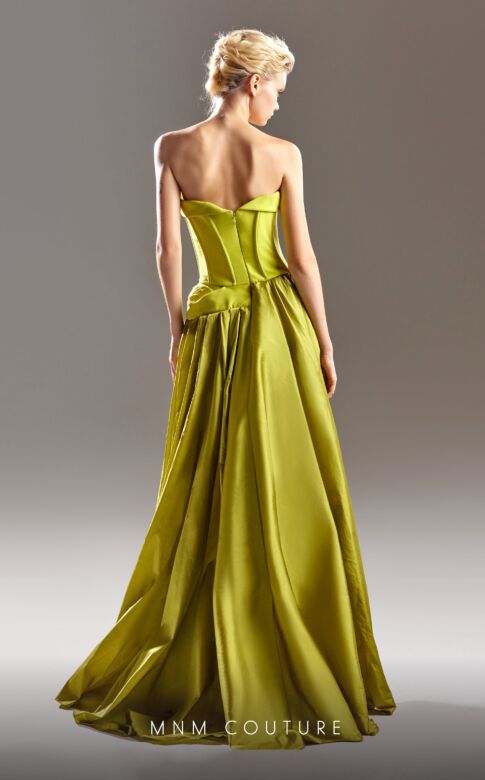 MNM Couture G1534 Pleated Overskirt Strapless Corset Dress