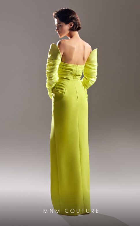MNM Couture G1537 High Slit Off The Shoulder Ruched Dress