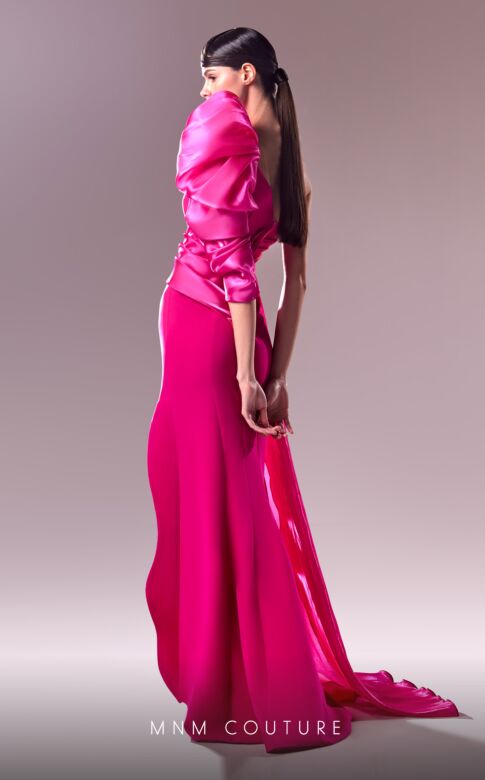 MNM Couture G1601 Side Tail One Sleeve Dress