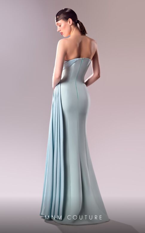 MNM Couture G1608 Side Tail High Slit Strapless Dress