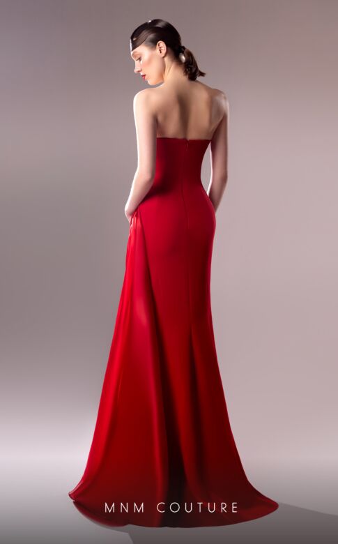 MNM Couture G1610 Pleated Slit Strapless Dress