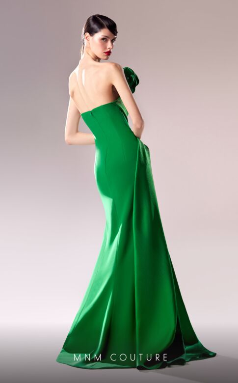 MNM Couture G1621 Slit Skirt Side Tail Strapless Dress