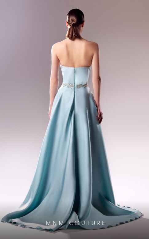 MNM Couture G1627 Long Overskirt Embellished Skirt Strapless Dress