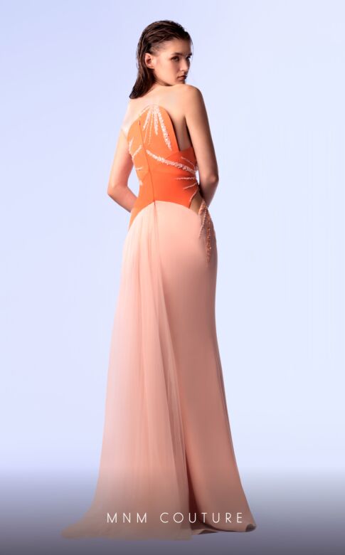 MNM Couture G1717 Sweetheart Neck Side Overskirt Dress