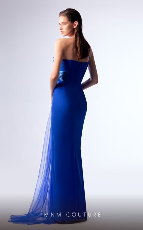 MNM Couture G1731 High Slit Ruched One Shoulder Dress