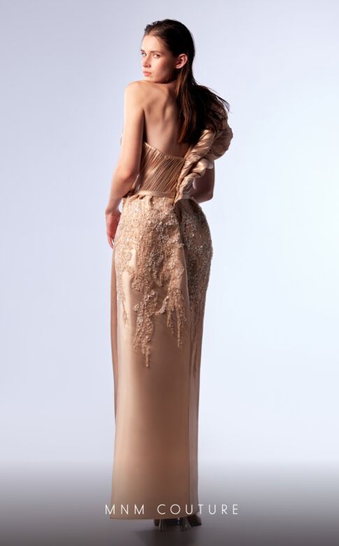 MNM Couture G1733 Ruffle Cap Sleeve Tulip Hem Dress