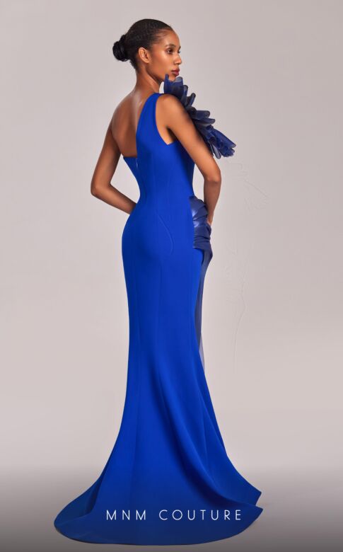 MNM Couture G1808 One-Shoulder Asymmetric Ruffle Dress