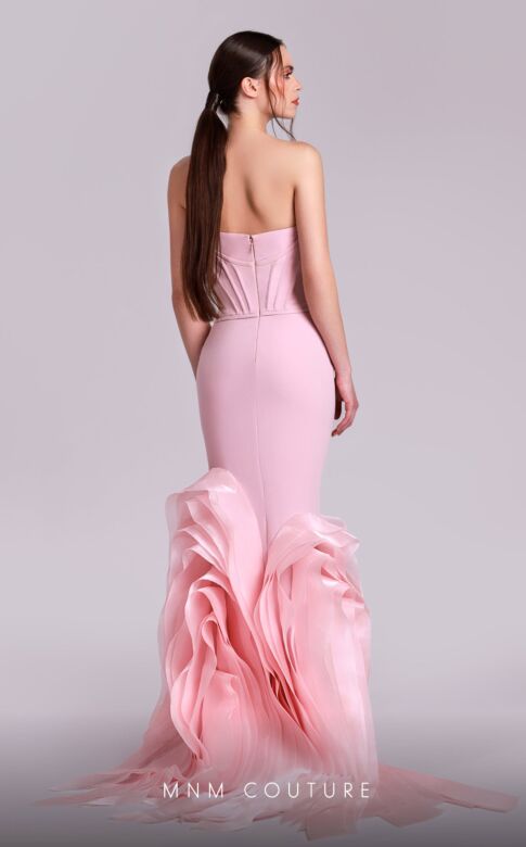 MNM Couture G1825 Strapless Corset Bodice Mermaid Organza Dress