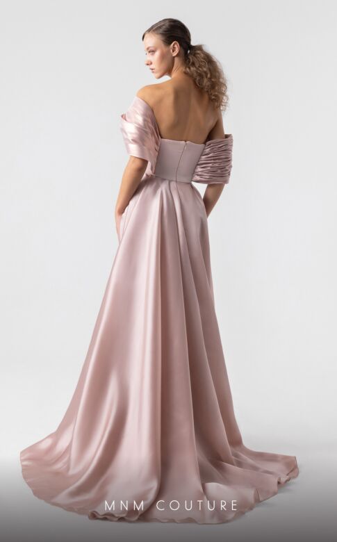 MNM Couture G1940 Sweetheart Neck Off-The-Shoulder Draped Dress