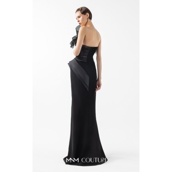 MNM Couture G2010 Side Slit Crumbcatcher Neck Black Dress