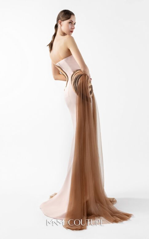 MNM Couture G2038 Strapless V-Neck Bronze Dress
