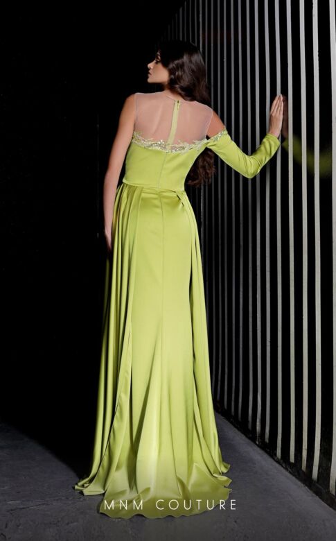 MNM Couture K3985 Double Side Skirt One Sleeve Dress