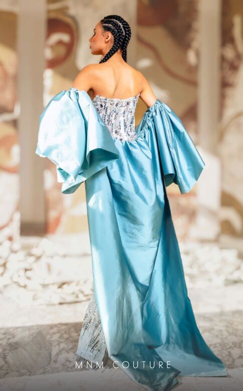 MNM Couture K4174A Detached Cape Two Piece Embellished Dress