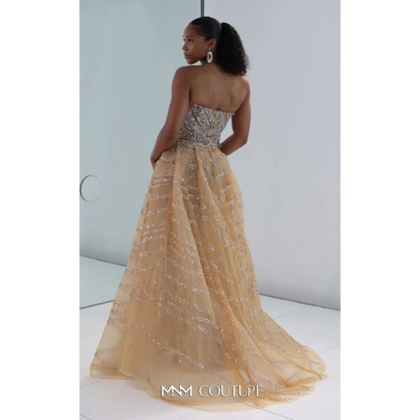 MNM Couture M1186 Removable Overskirt Strapless Beige Dress