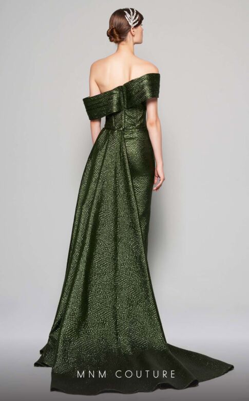MNM Couture N0356 Asymmetrical Neckline Side Skirt Dress