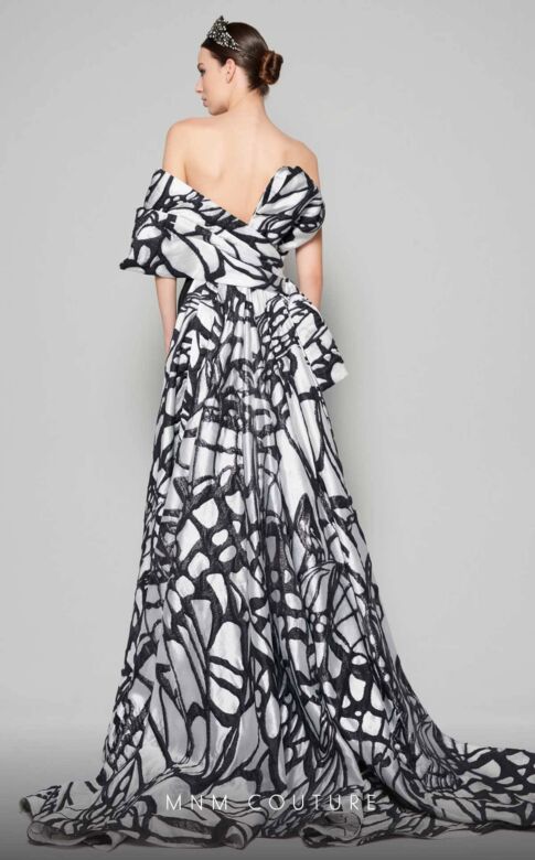 MNM Couture N0395 Long Overskirt Bow Back Strapless Dress