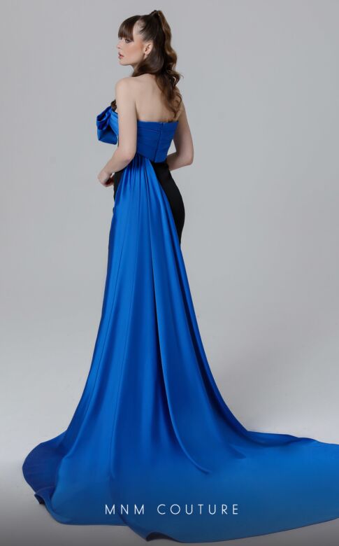 MNM Couture N0463 Side Skirt Pleated Neckline Strapless Dress