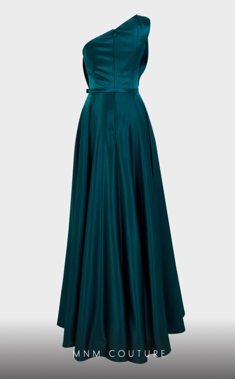 MNM Couture N0483 Buckle Belt Draped Top One Shoulder Dress
