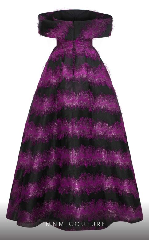 MNM Couture N0505 Pleated Skirt Off The Shoulder Dress