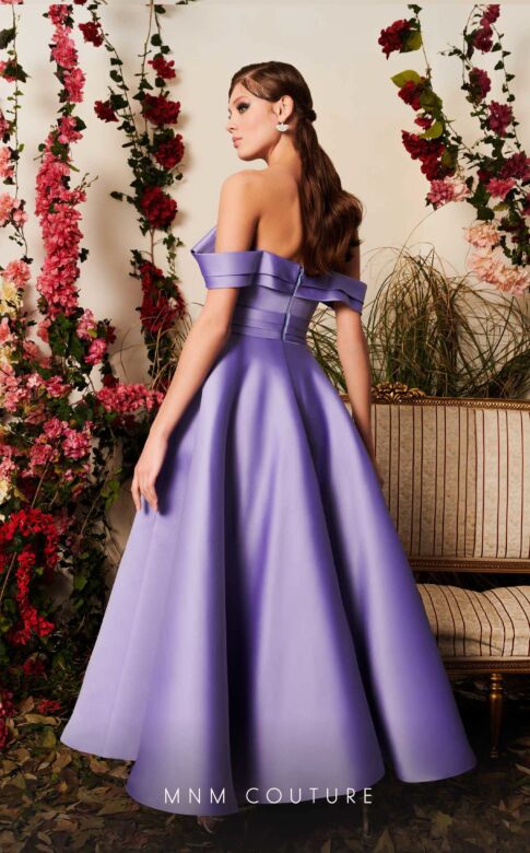 MNM Couture N0511 Pleated Top Off The Shoulder Dress
