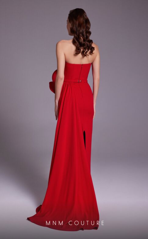 MNM Couture N0520A Side Tail Embellished Top Strapless Dress