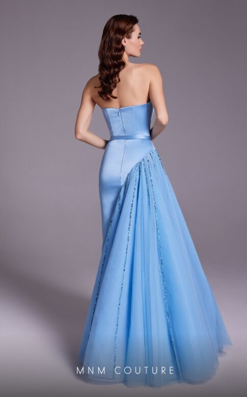MNM Couture N0536 Asymmetric Neckline Tulle Skirt Dress