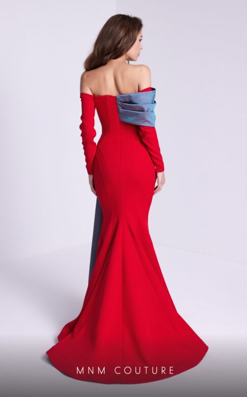 MNM Couture N0561 Off The Shoulder Long Sleeve Dress