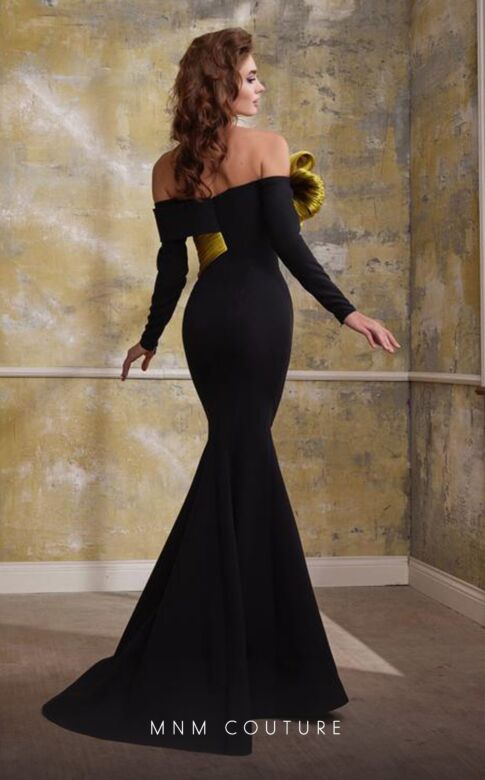 MNM Couture N0566 Bow Top Off The Shoulder Dress