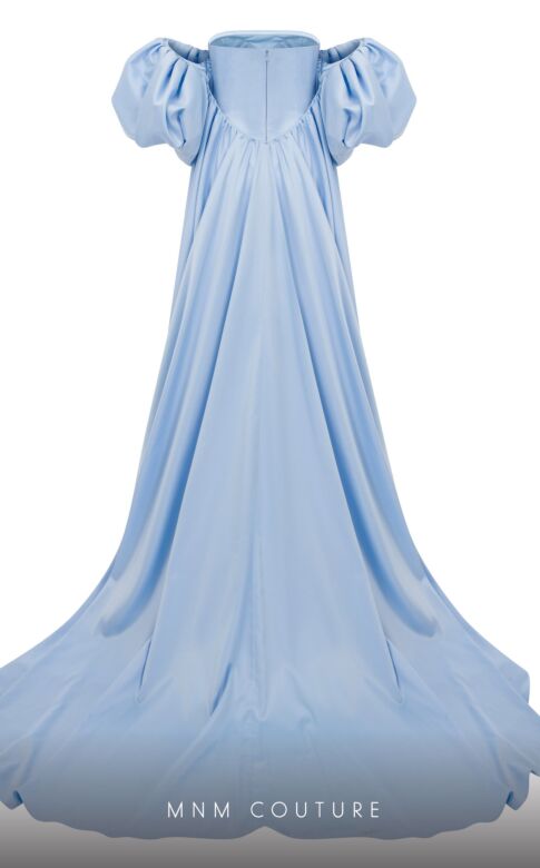 MNM Couture N0598 Cape Sleeve High Slit Strapless Dress