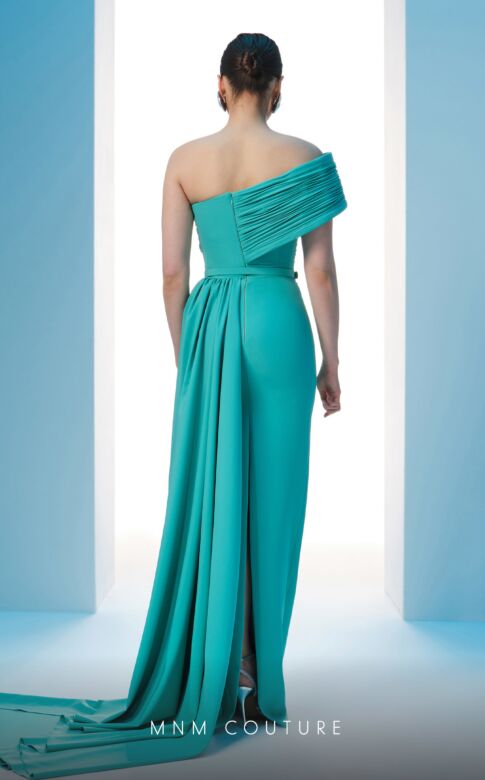 MNM Couture N0604 Side Tail Back Slit One Shoulder Dress