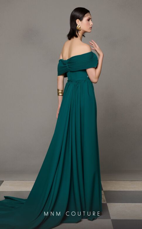 MNM Couture N0627 Panel Train Off The Shoulder Dress