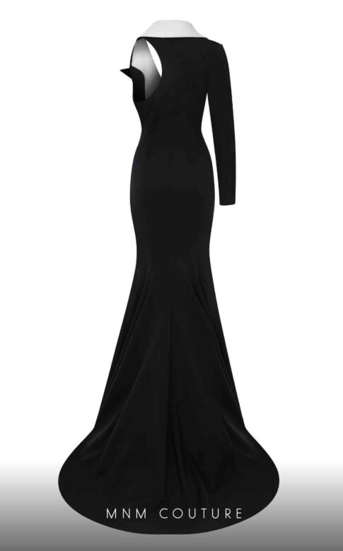 MNM Couture N0638 Collar Neckline One Sleeve Dress