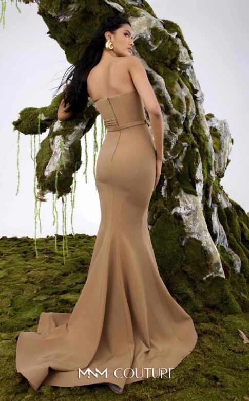 MNM Couture N0676 Belted Waist Strapless Mermaid Dress