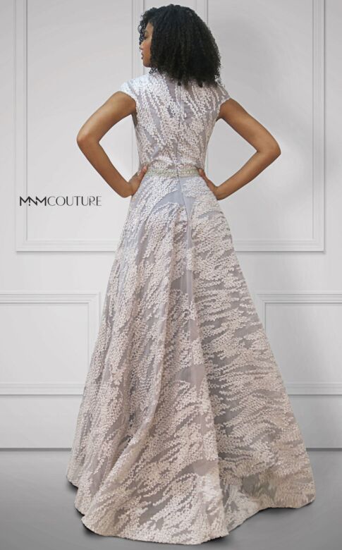 MNM Couture M1809 Square Neck Cap Sleeve A-Line Dress