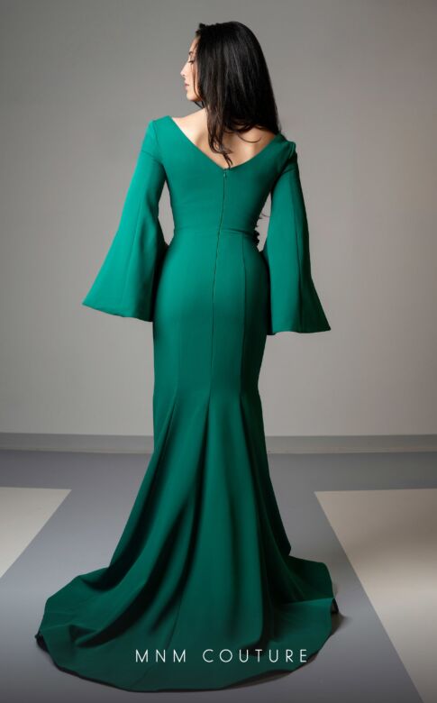 MNM Couture V02044 Split Cape Sleeve V-Neck Dress
