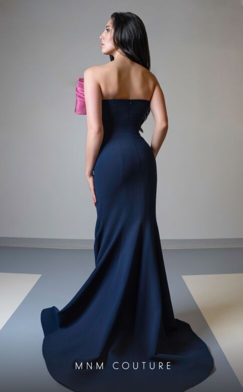 MNM Couture V07514 Bow Neckline Strapless Mermaid Dress