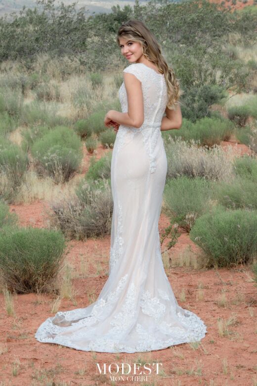 Modest Bridal by Mon Cheri TR12028 Scalloped V-Neck Bridal Dress