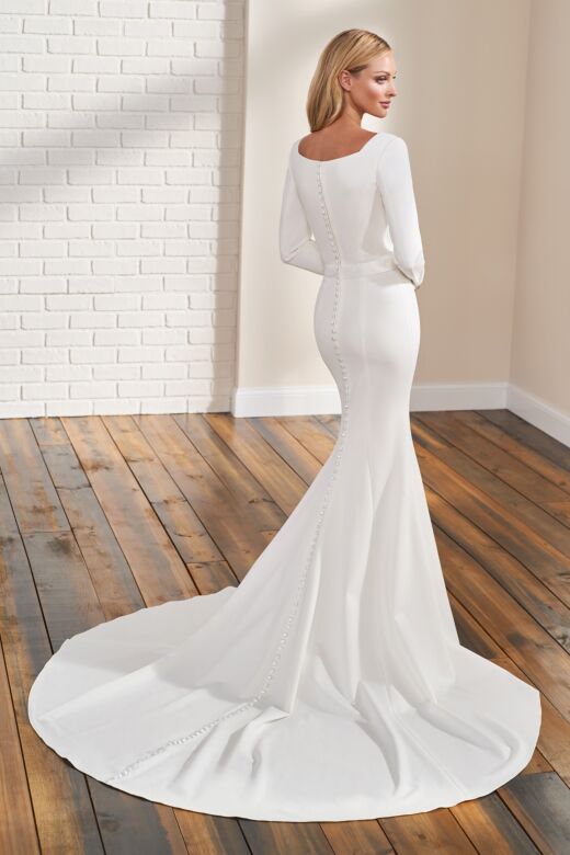 Modest Bridal by Mon Cheri TR12294 Square Neck Jersey Wedding Gown