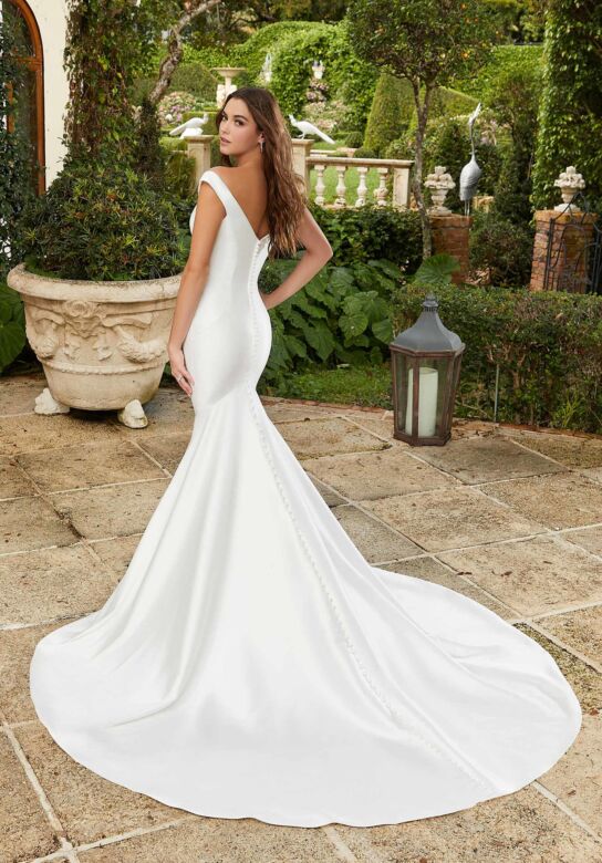 Mori Lee 12143 Gemma Button Back Off The Shoulder Wedding Dress