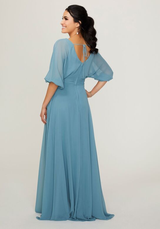 Mori Lee 21792 Pleated Waist Three-Quarter Sleeves Bridesmaid Dress