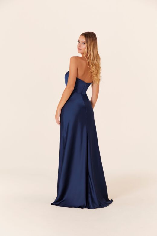 Mori Lee 21834 Ruffle Slit Strapless Bridesmaid Dress