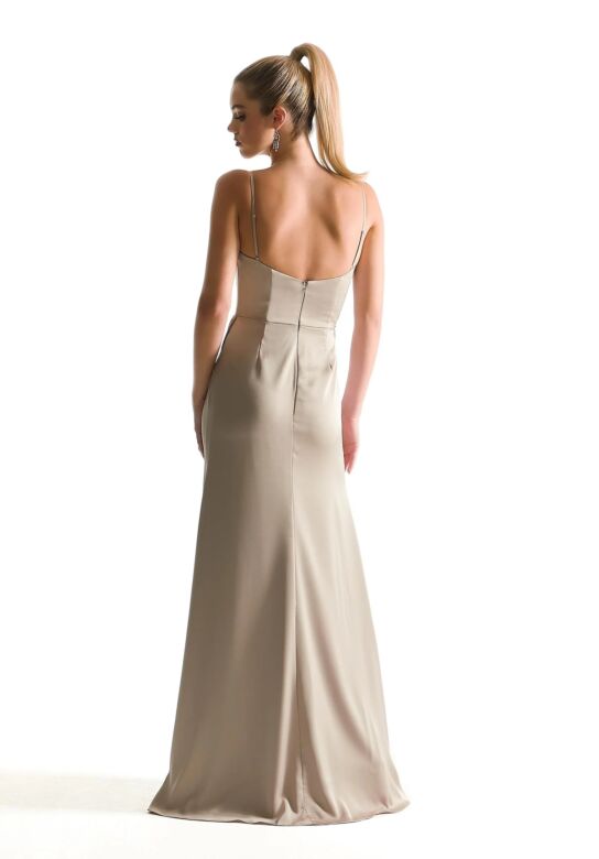 Mori Lee 21856 Cowl Neckline Fit and Flare Luxe Satin Bridesmaid Dress