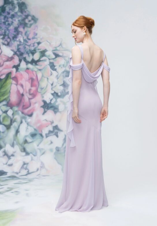 Mori Lee 3030001 Cowl Neckline Slim-Flare Chiffon Bridesmaid Dress