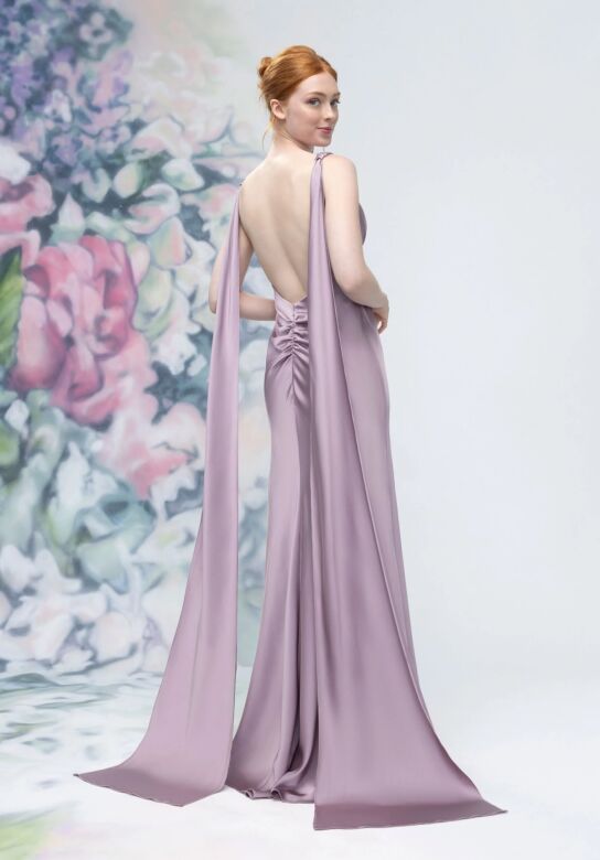 Mori Lee 3030016 Bare Back Fit and Flare Satin Bridesmaid Dress