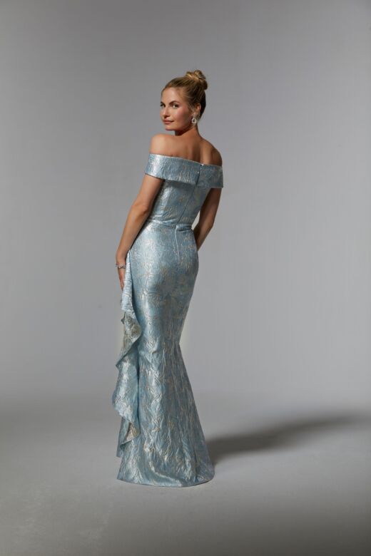 Mori Lee MGNY 72926 Off-The-Shoulder Neck Metallic Dress