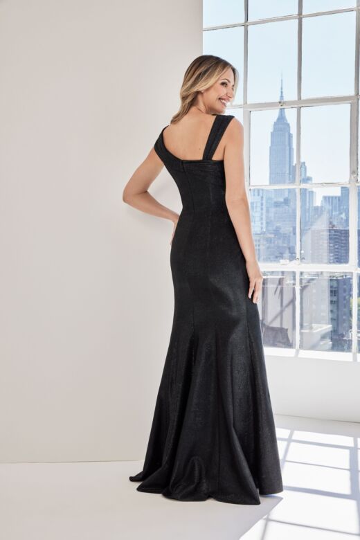 Mori Lee 73118 High Slit Asymmetric Neck Brocade Dress