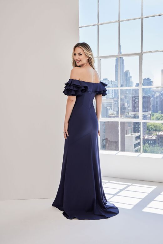 Mori Lee 73123 Layered Ruffle Sleeve Off-The-Shoulder Dress