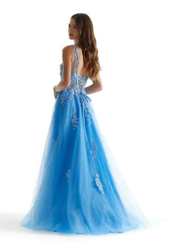 Mori Lee 48005 Plunging Neck High Slit Dress