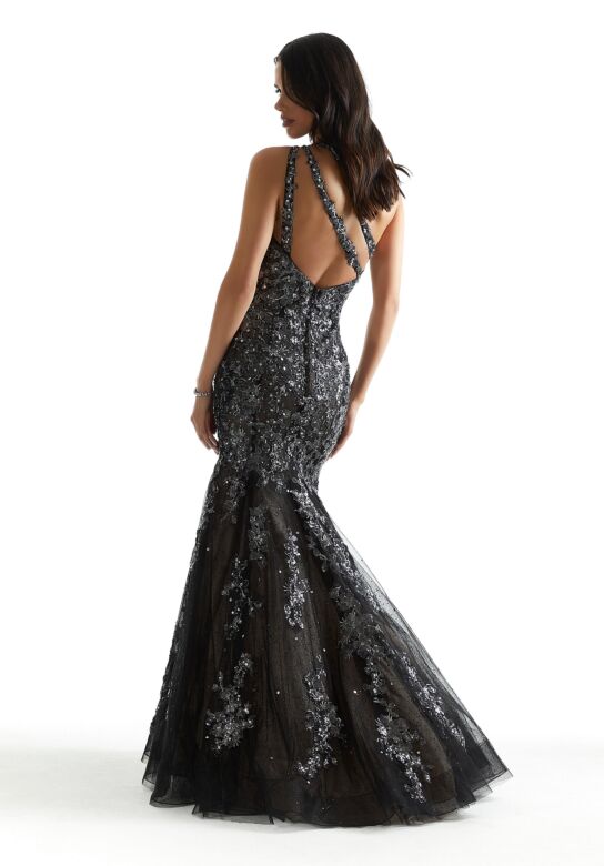 Mori Lee 48025 Strappy Back One Shoulder Dress