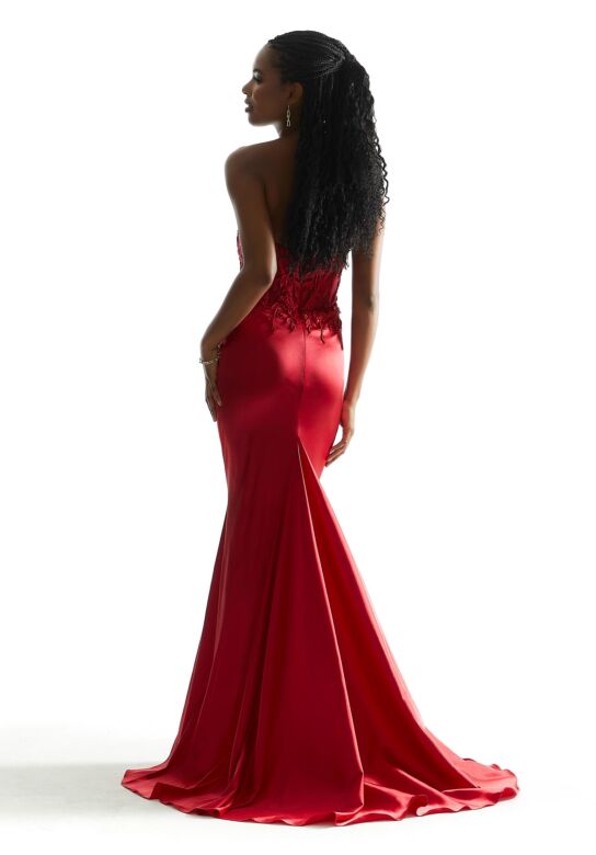 Mori Lee 48054 High Slit Embroidered Corset Dress